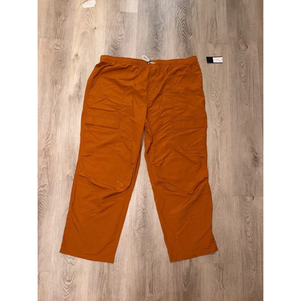 Original Use Mens XXL Burnt Orange Cargo Pants Elastic Waist Drawstring New